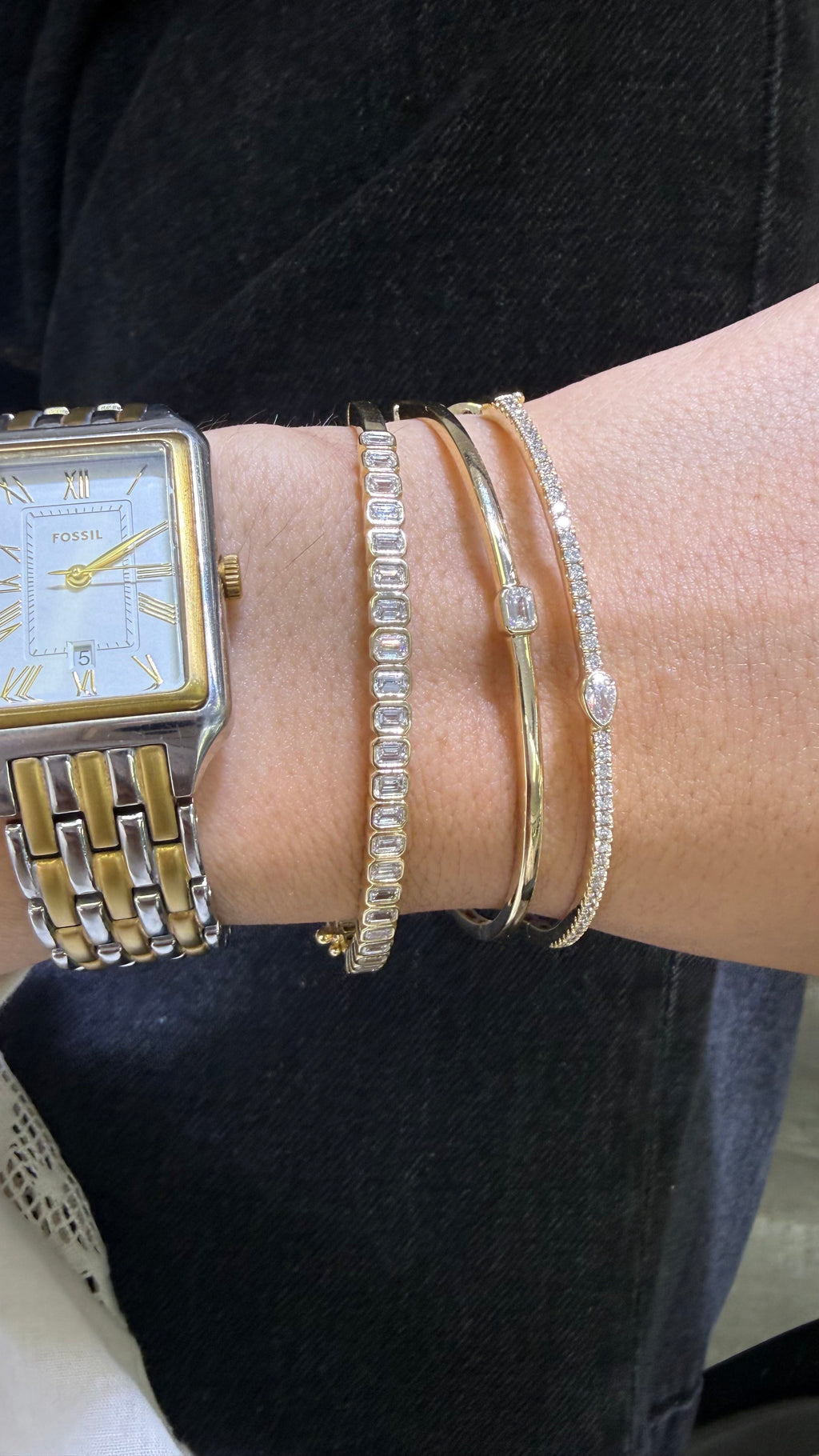 Bangle de Diamantes Corte Esmeralda
