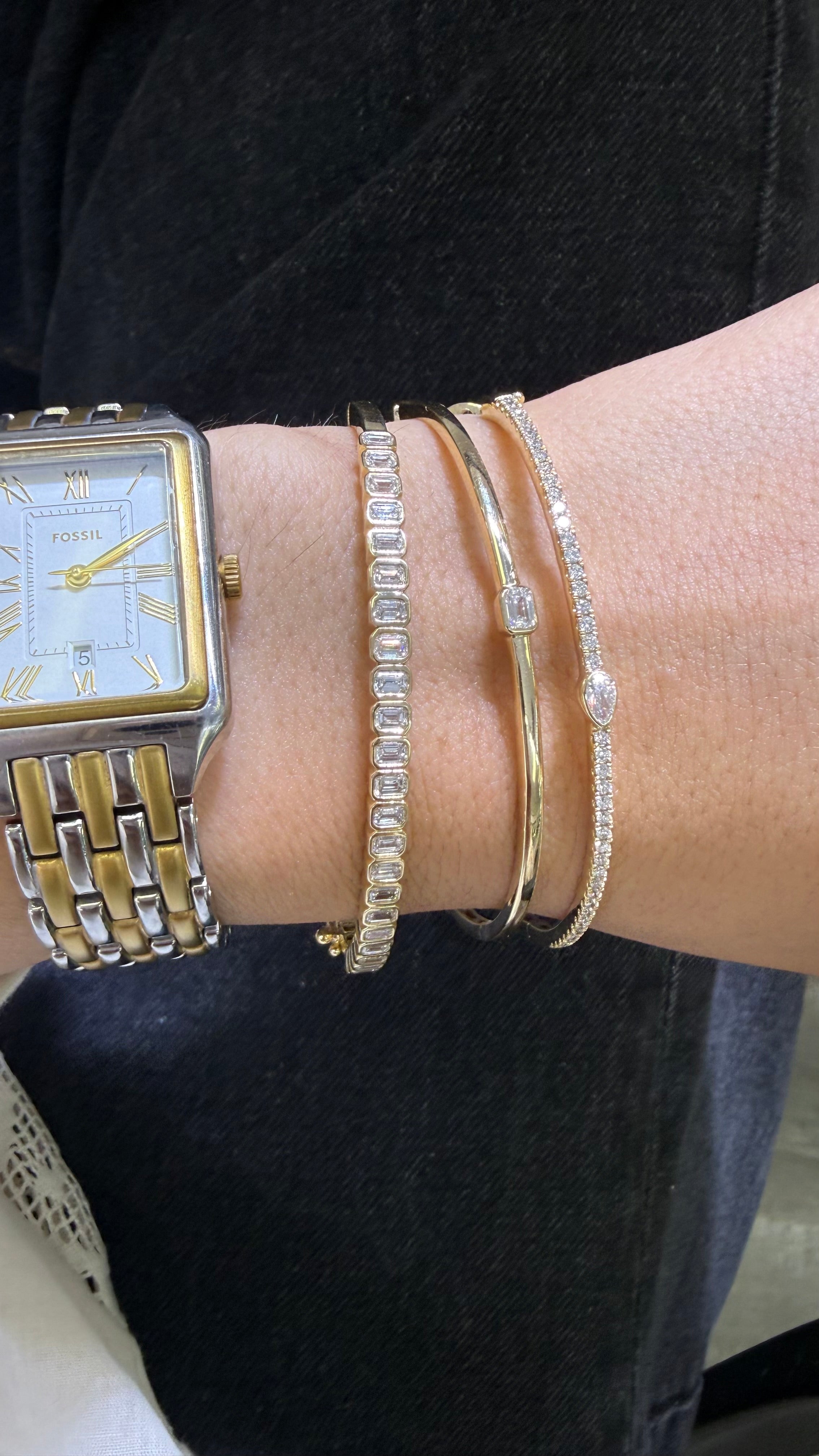 Bangle de Diamantes Corte Esmeralda