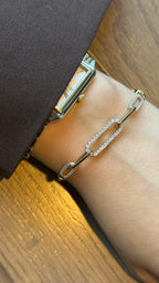Bracelet paperclip diamantes naurales