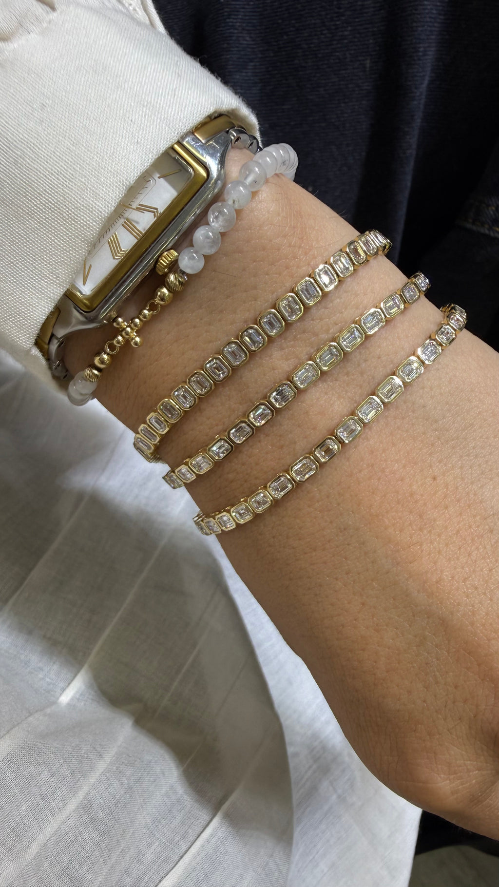 Pulsera de Diamantes Corte Esmeralda