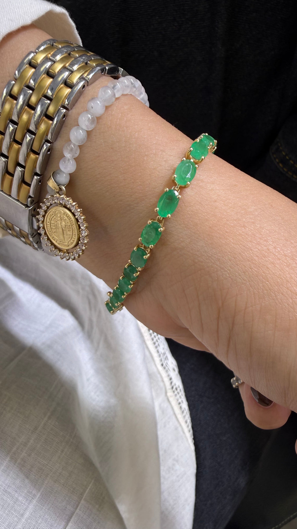 Pulsera Tennis de Esmeraldas Corte Oval