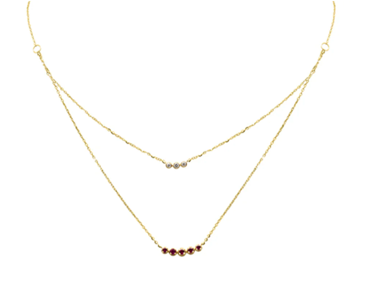 Collar diamantes y rubies