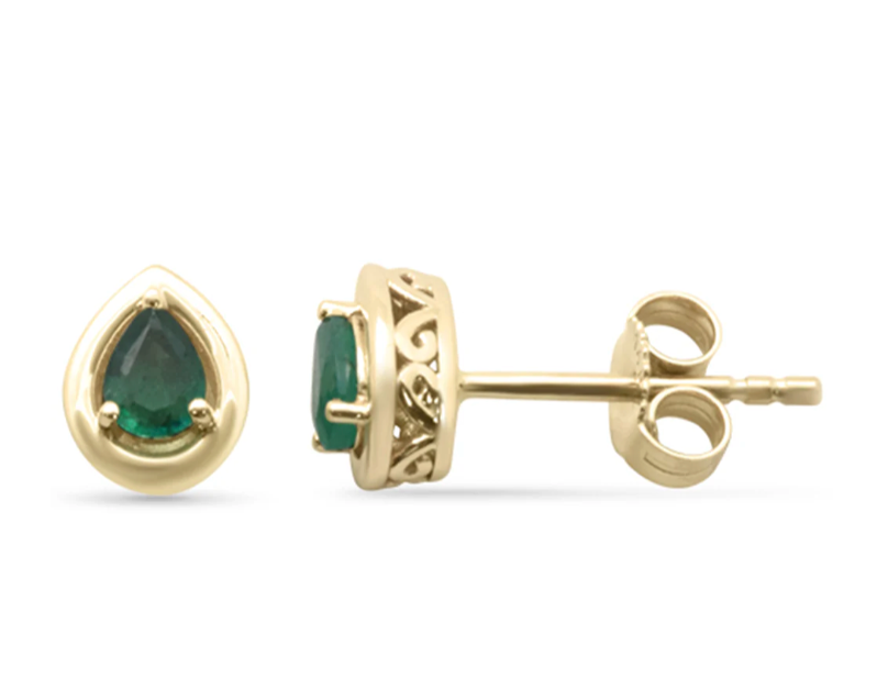 Studs Forma de Gota Esmeralda