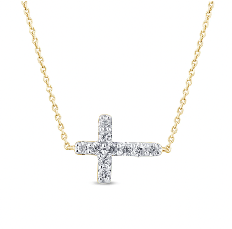 Collar cruz con diamantes lateral