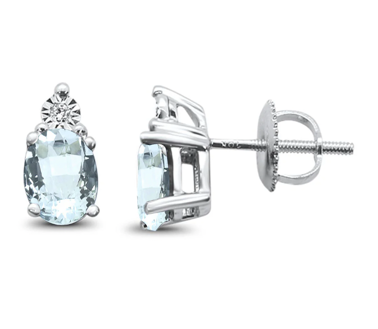 Aretes de Aquamarinas y Diamantes