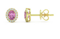 Studs zafiro rosa halo de diamantes