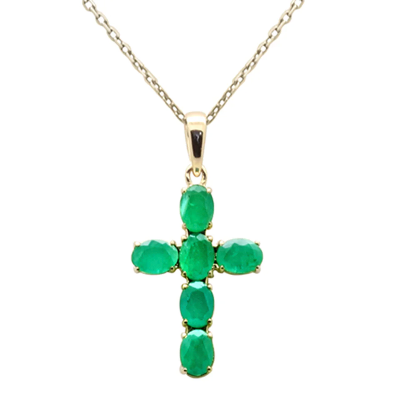 Colgante cruz de esmeraldas