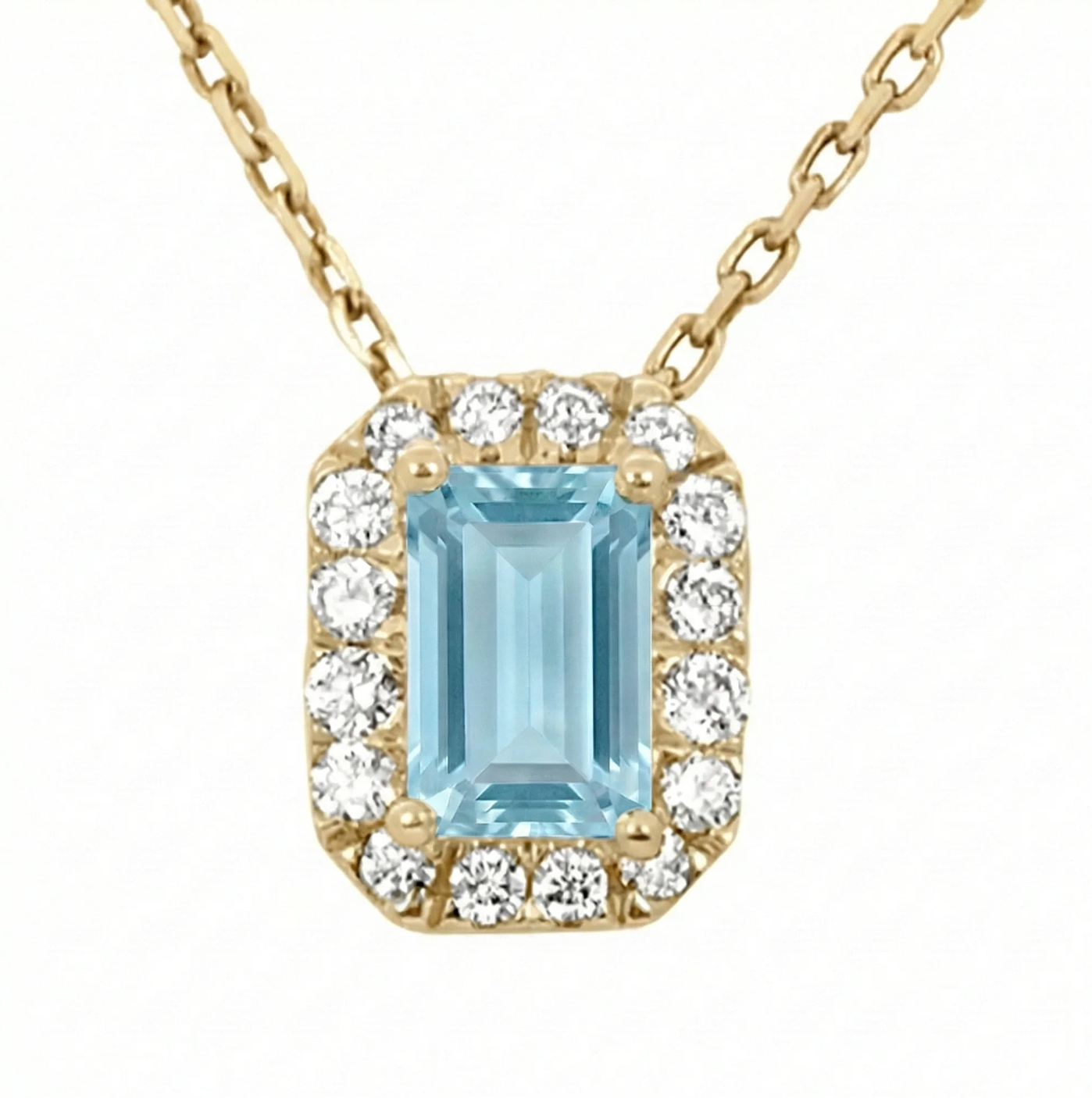 Colgante Aguamarina Halo de diamantes