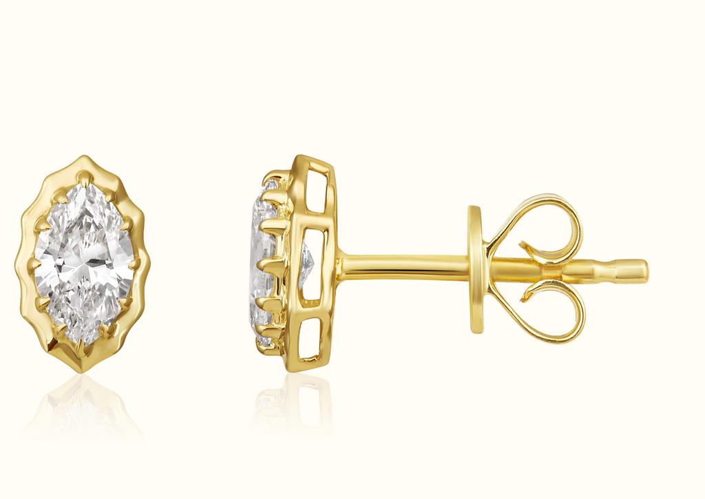 Scalloped Marquise Studs