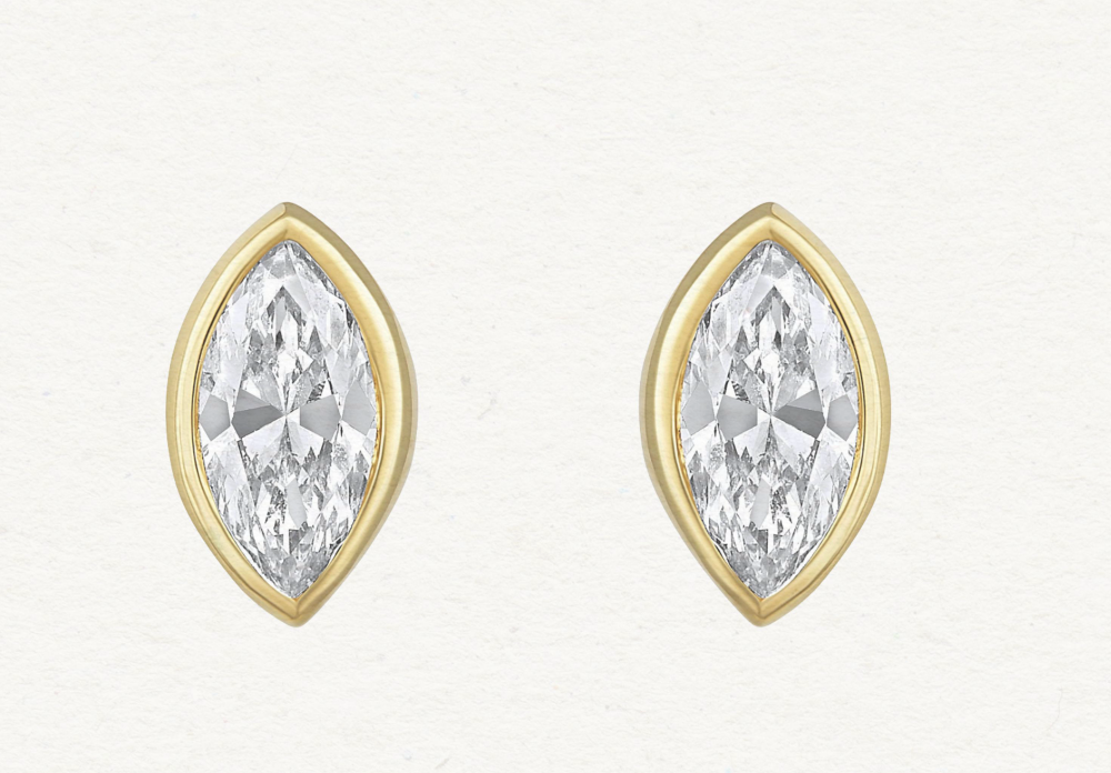 Bezel Marquise Diamond Studs