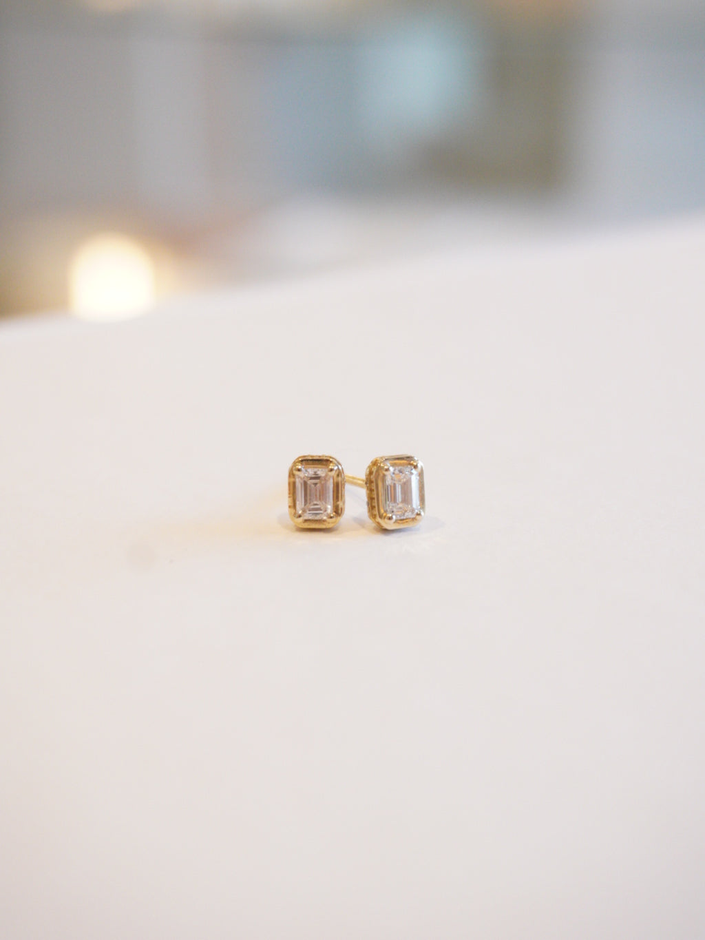 Bezel Emerald Studs