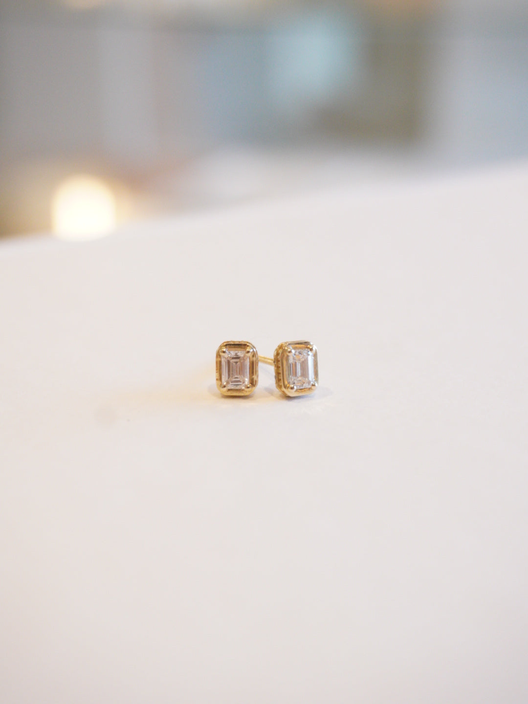 Bezel Emerald Studs