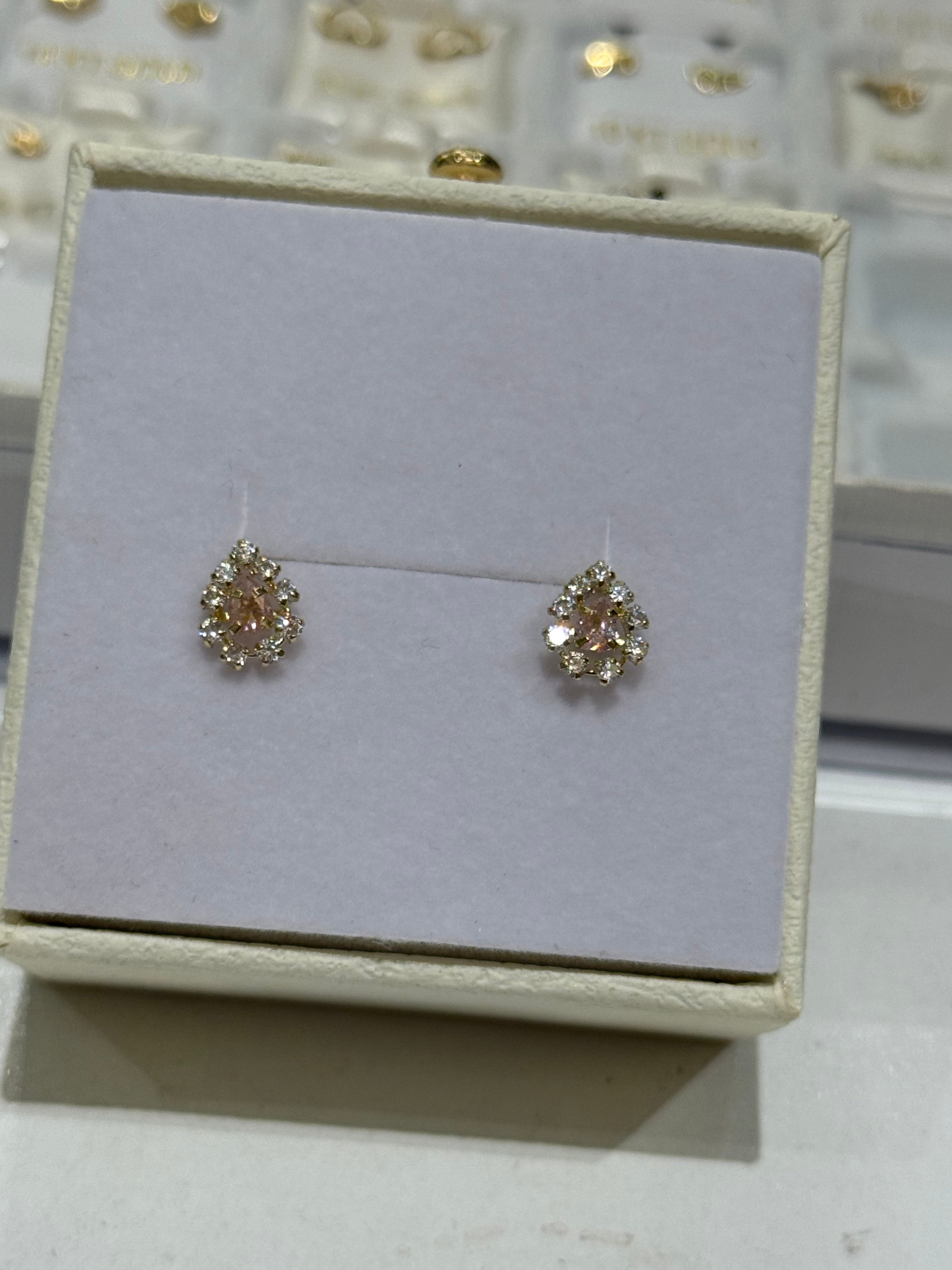 Broquelitos Zirconias rosas-blancas