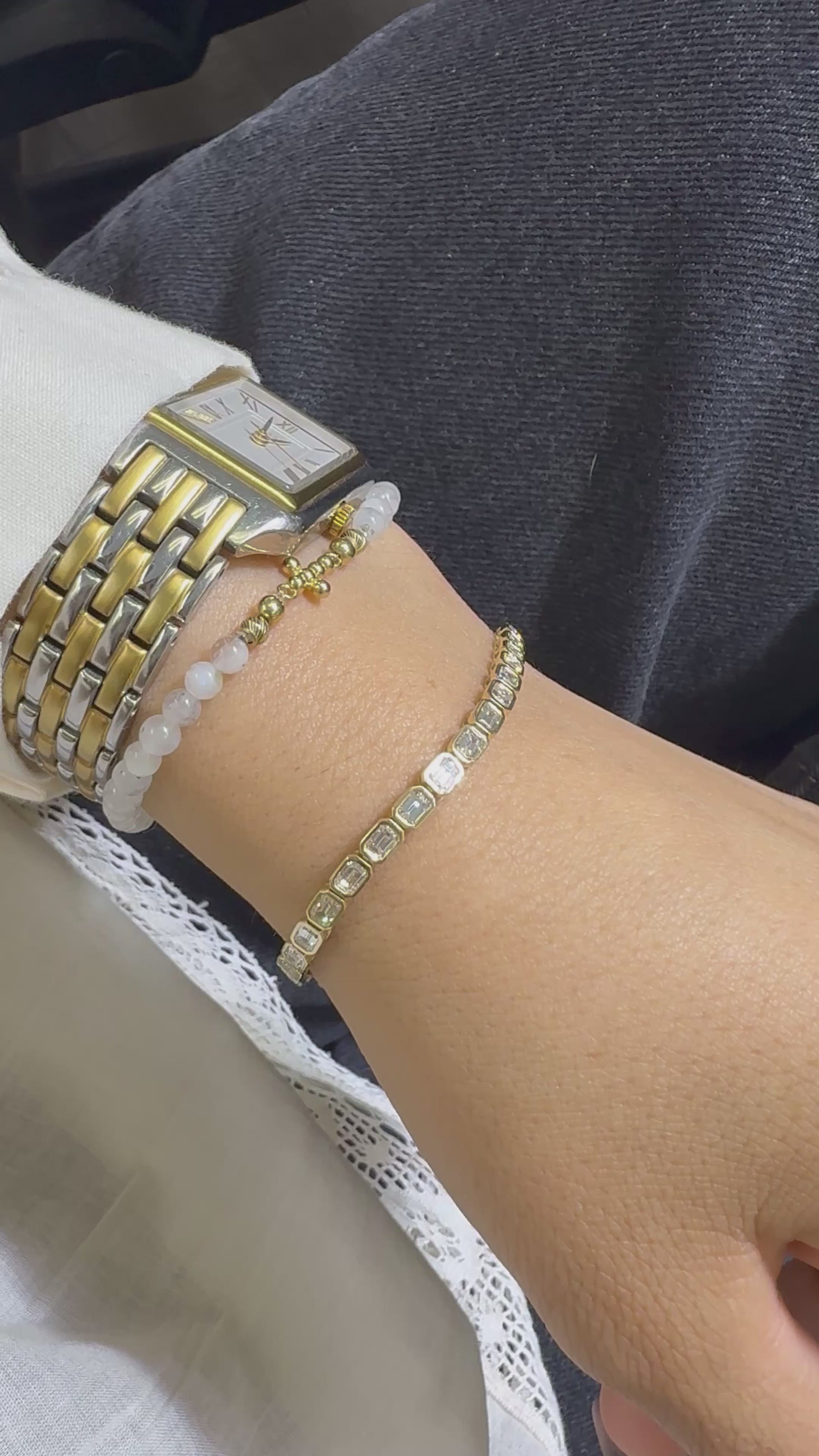 Pulsera de Diamantes Corte Esmeralda