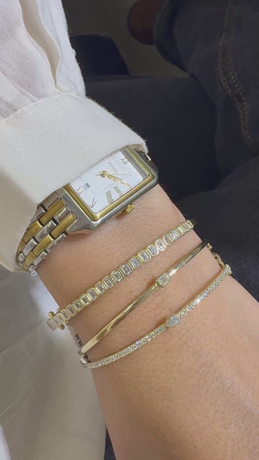 Bangle de Diamantes Corte Esmeralda