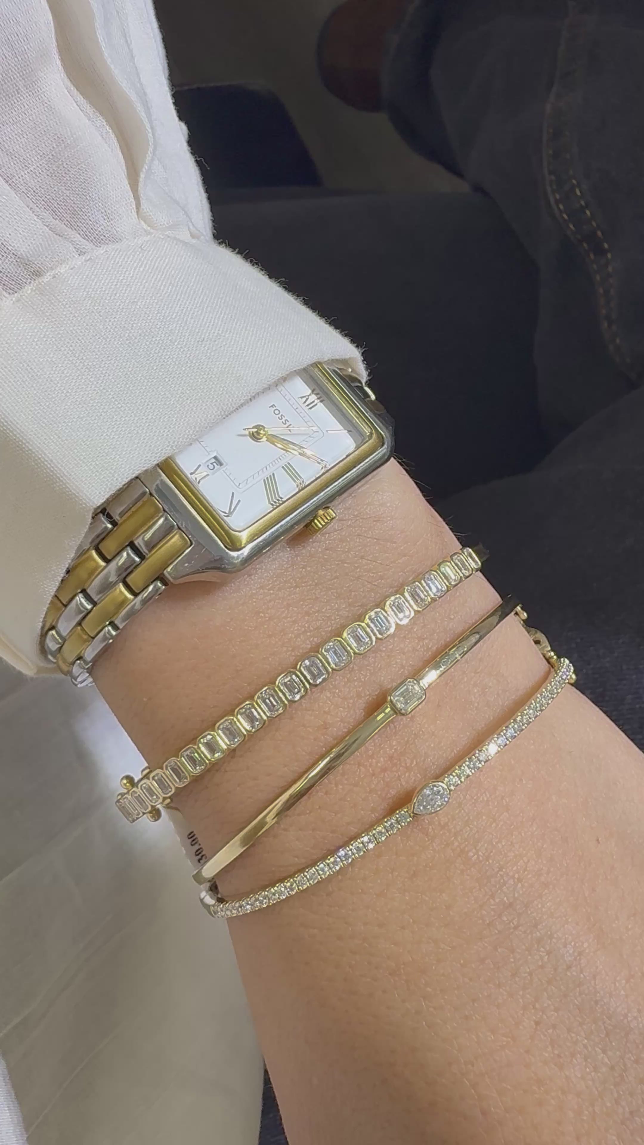 Bangle de Diamantes Corte Esmeralda