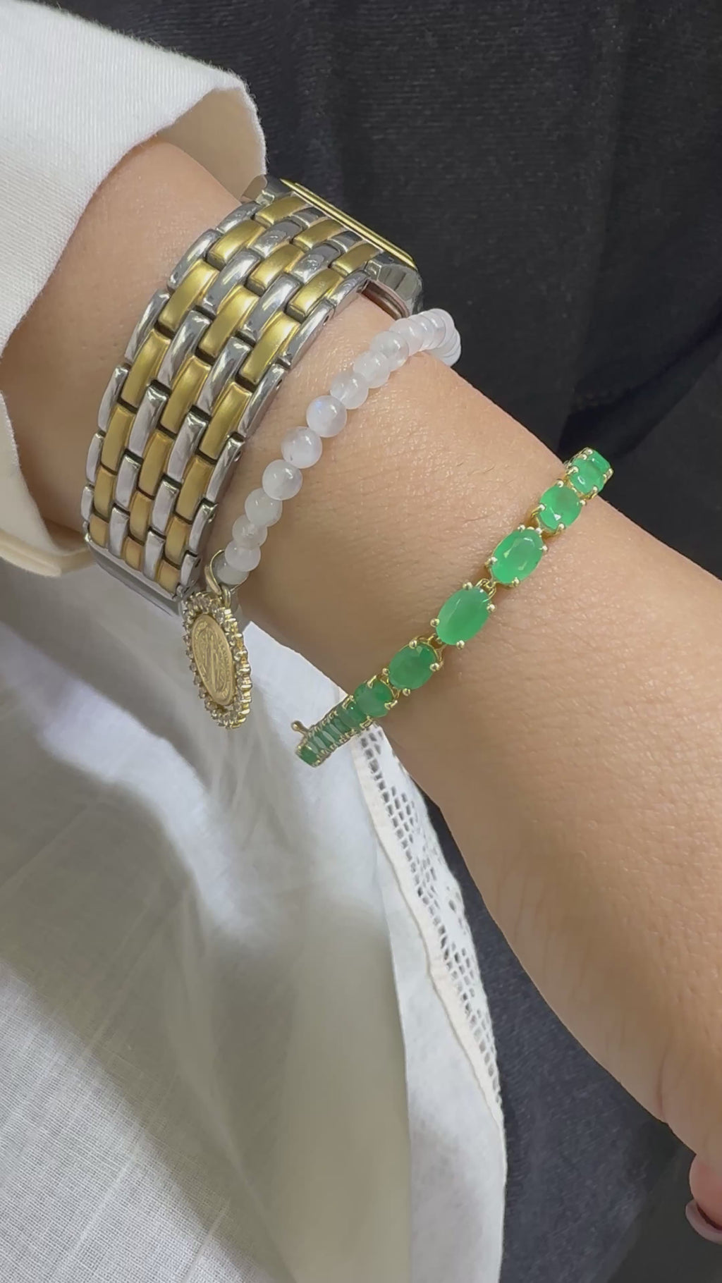Pulsera Tennis de Esmeraldas Corte Oval